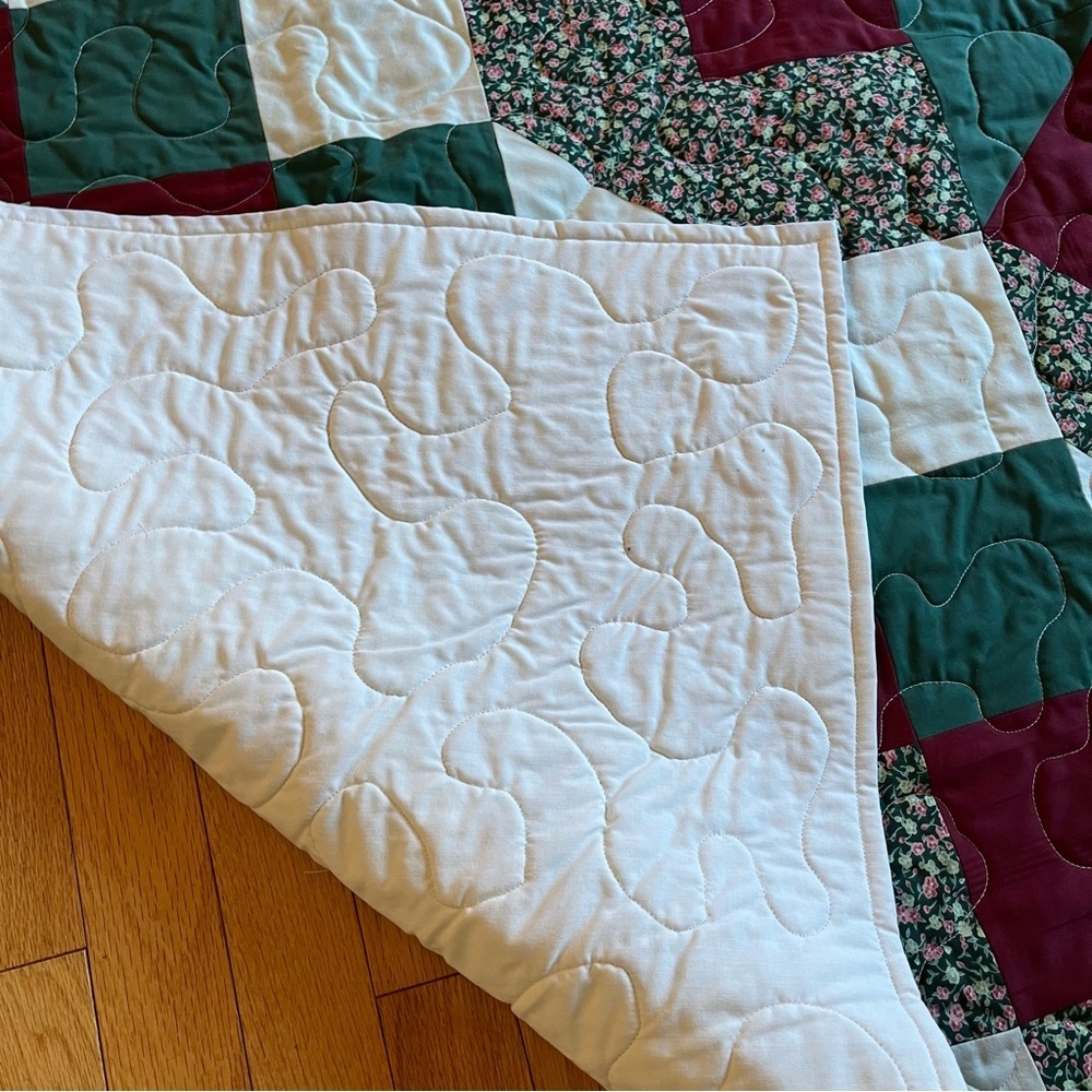 New Handmade Patchwork Quilt. Bedspread or large throw 68x69” Cottagecore - Picture 6 of 10